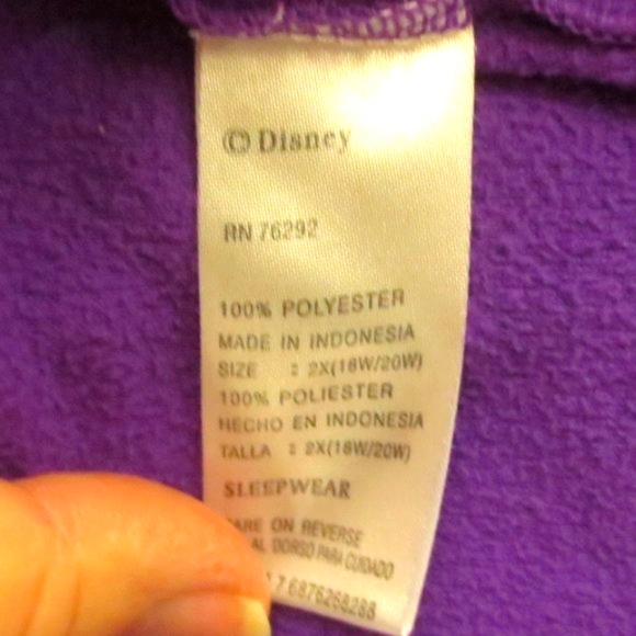 Disney Purple Plus Size 2X Embroidered Graphic Grumpy Get Cozy Fleece Lounge Top - Picture 5 of 8